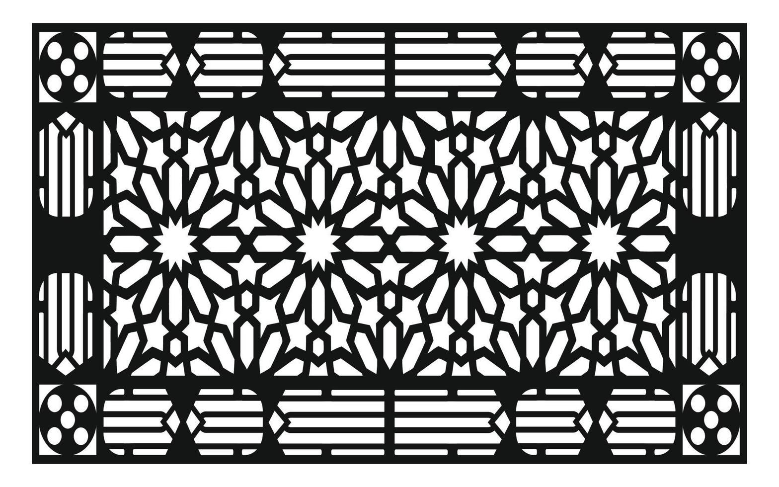 Black patterns with white background, Islamic vectors with floral panels for CNC laser cutting