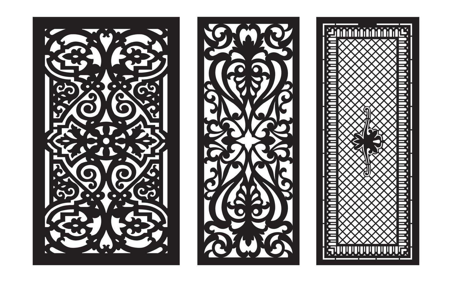Decorative floral patterns, geometric template for cnc laser cutting vector