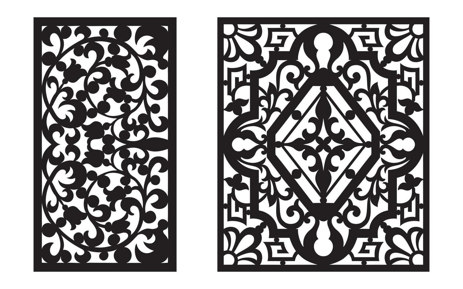 Decorative floral patterns, geometric template for cnc laser cutting vector