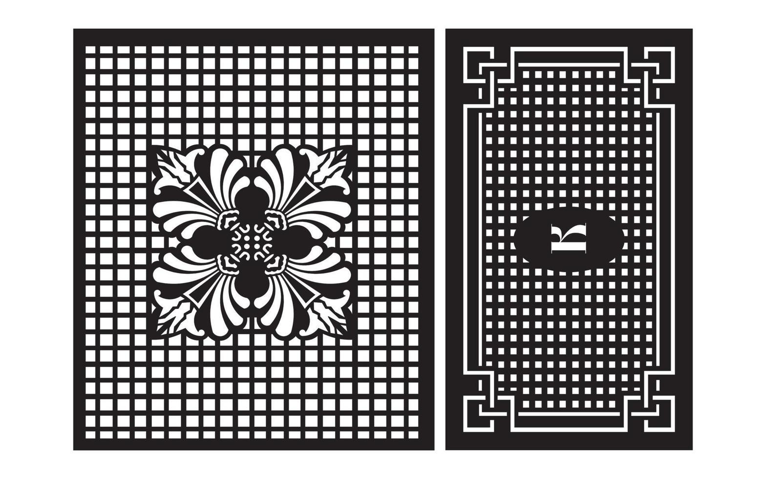 Decorative floral patterns, geometric template for cnc laser cutting vector