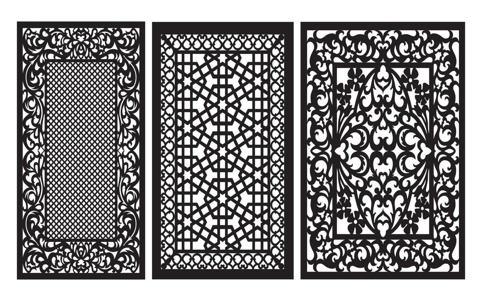 Decorative floral patterns, geometric template for cnc laser cutting vector