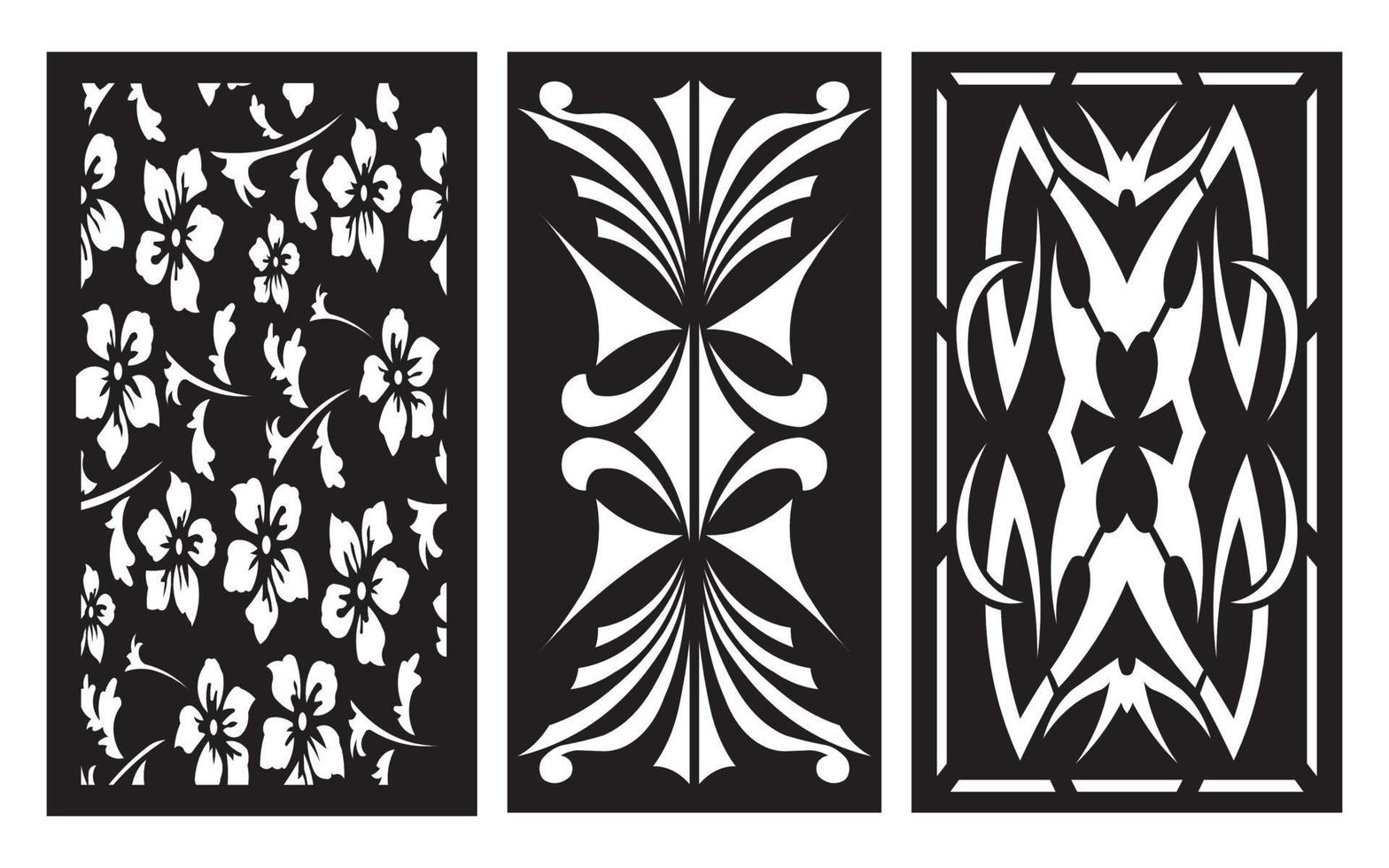 Decorative floral patterns, geometric template for cnc laser cutting vector