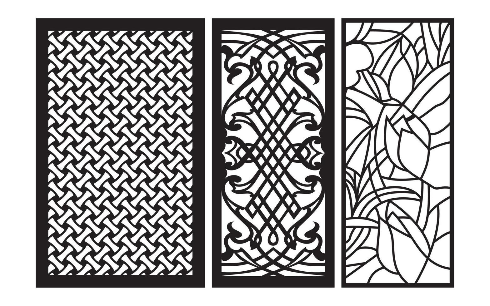 Decorative floral patterns, geometric template for cnc laser cutting vector