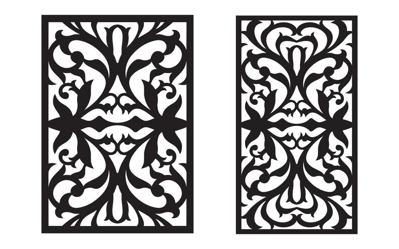 Decorative floral patterns, geometric template for cnc laser cutting vector