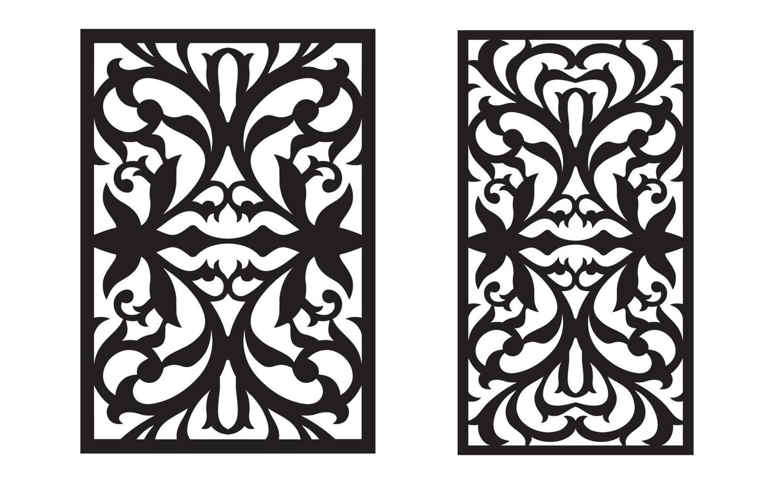 Decorative floral patterns, geometric template for cnc laser cutting vector