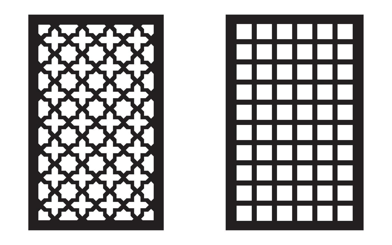 Black patterns with white background, Islamic vectors with floral panels for CNC laser cutting