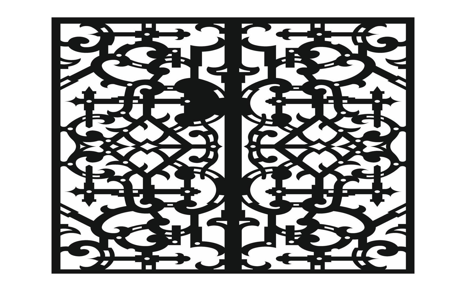 Black patterns with white background, Islamic vectors with floral panels for CNC laser cutting