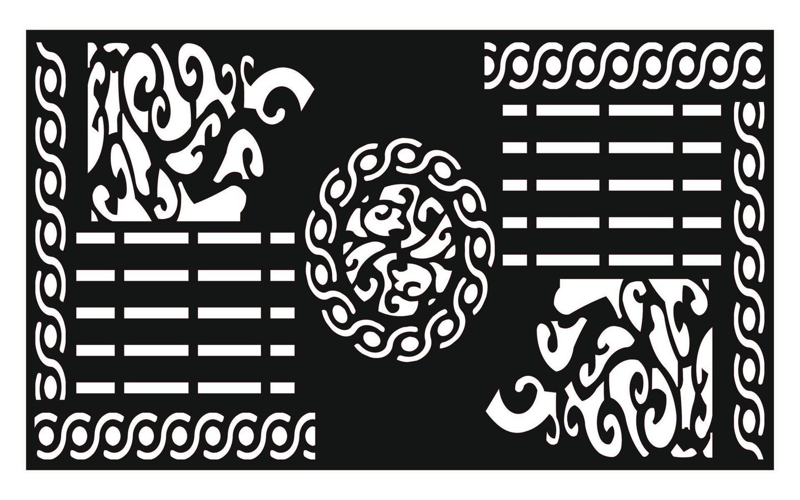 Black patterns with white background, Islamic vectors with floral panels for CNC laser cutting