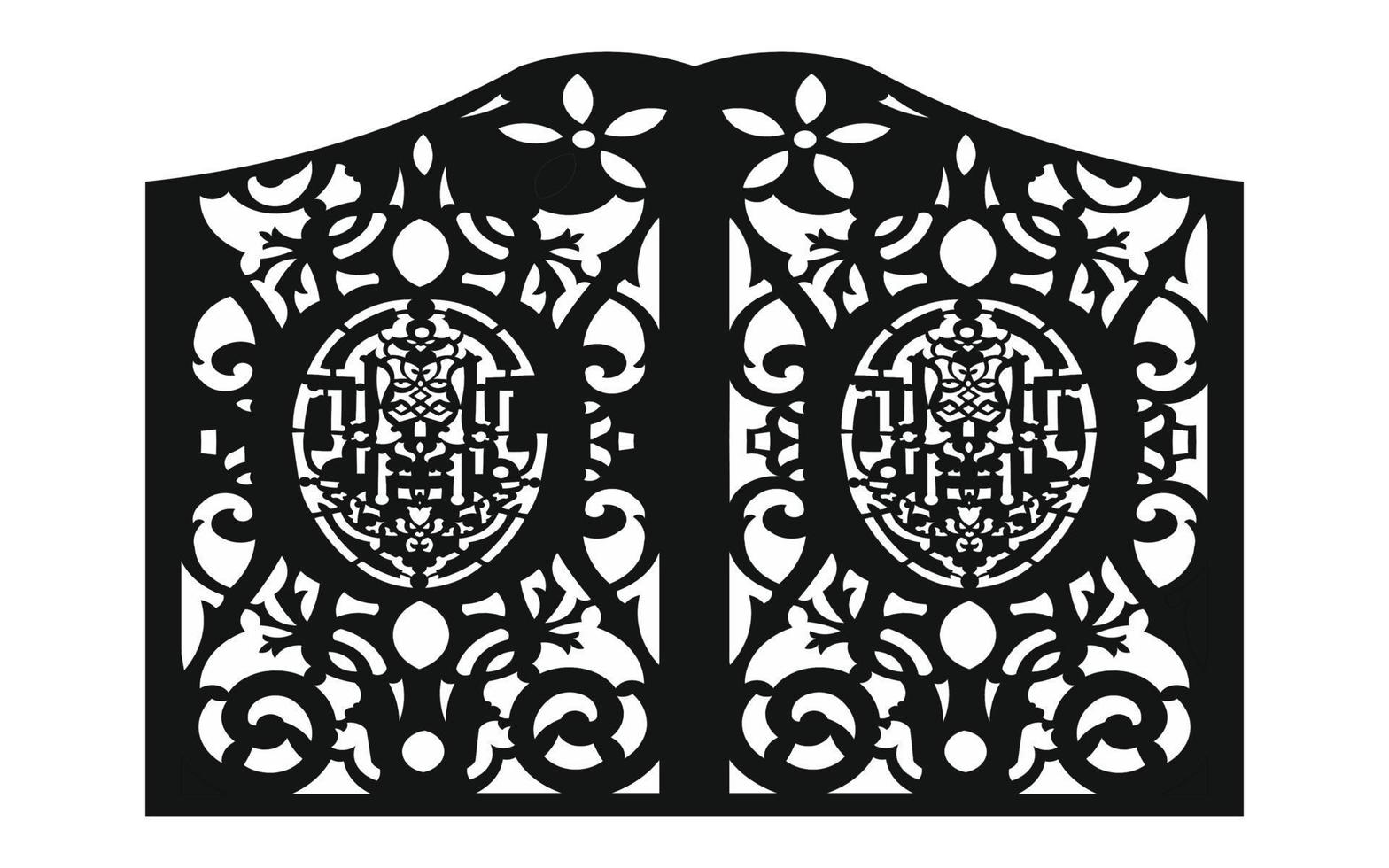 Black patterns with white background, Islamic vectors with floral panels for CNC laser cutting