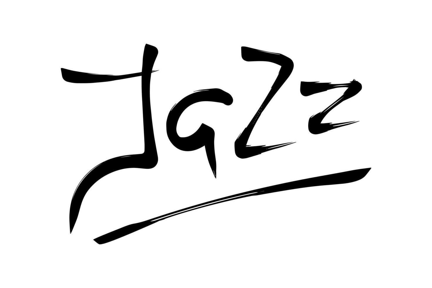 jazz música palabra, camiseta impresión modelo. mano dibujado letras. vector