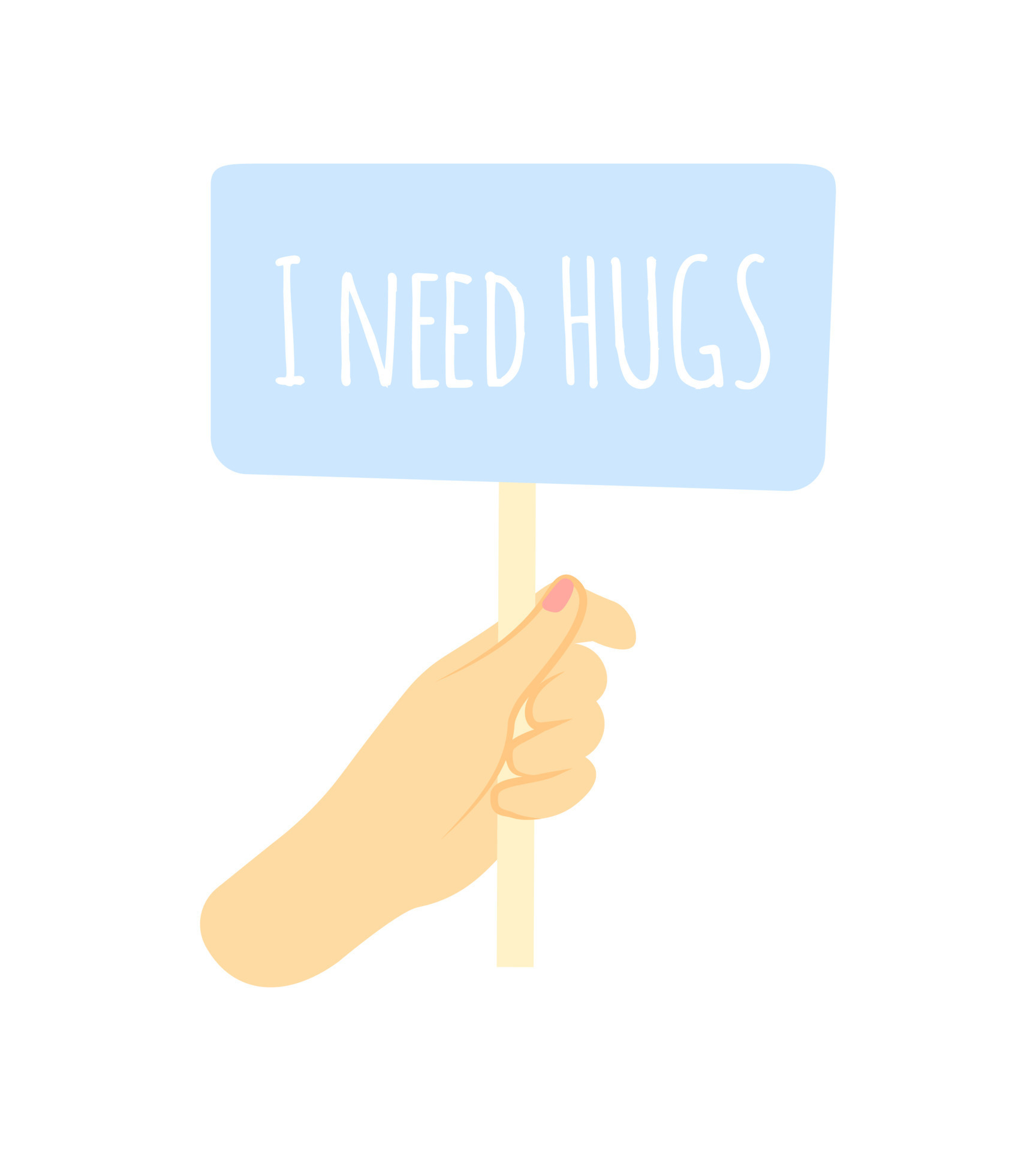 I need hugs banner in hand. Vector love quote. T-shirt print template