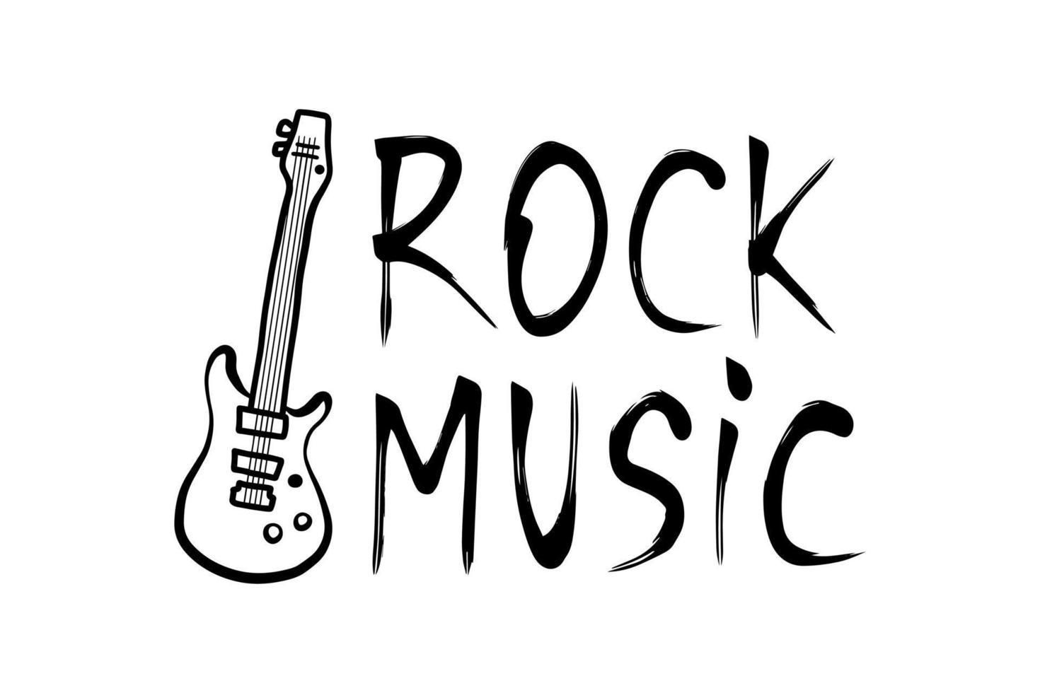 rock música palabra, camiseta impresión modelo. mano dibujado letras. vector