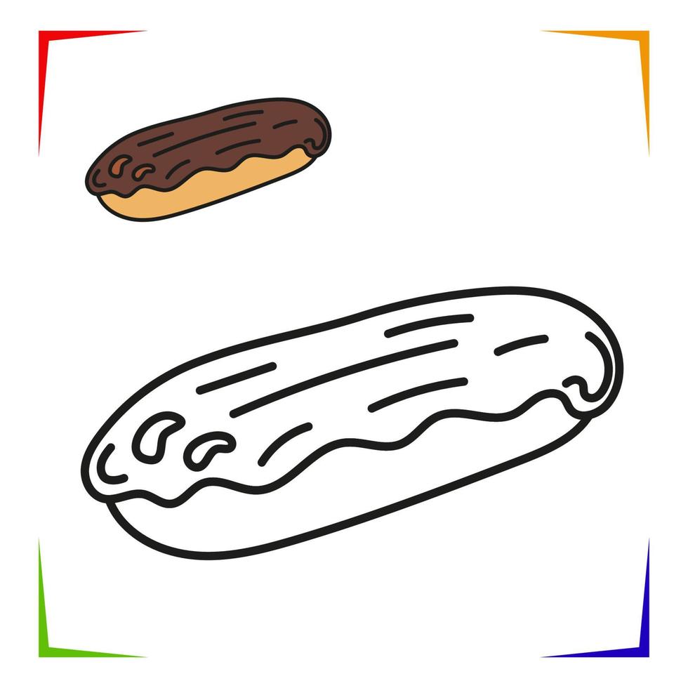 eclair colorante página. vector educativo hoja de cálculo de colores por muestra. pintar juego.