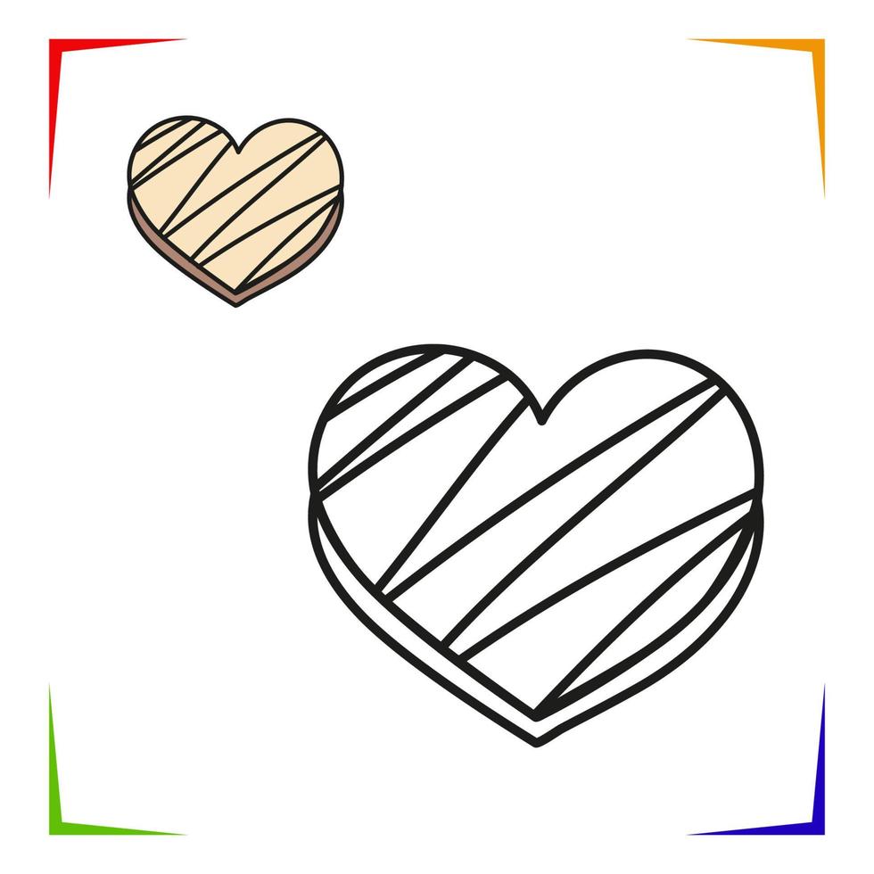 caramelo corazón forma colorante página. vector educativo hoja de cálculo de colores por muestra. pintar juego.