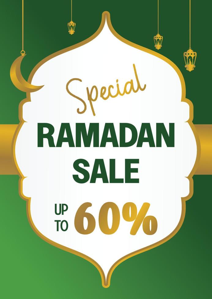 Editable Ramadan sale poster template. with the moon and golden lanterns. Design for social media and web. Vector illustration