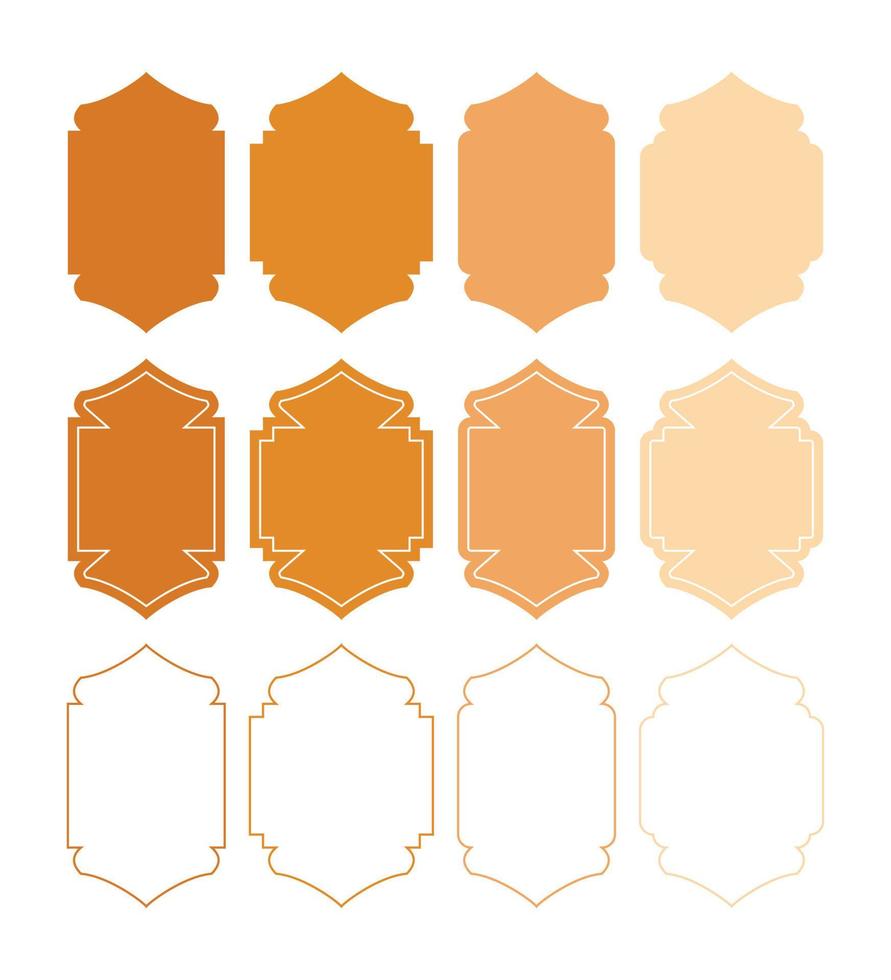 Set of islamic style illustrations of silhouettes and lines. Stylish design of doors, windows, domes, mosques, lanterns, vector for islamic holidays.