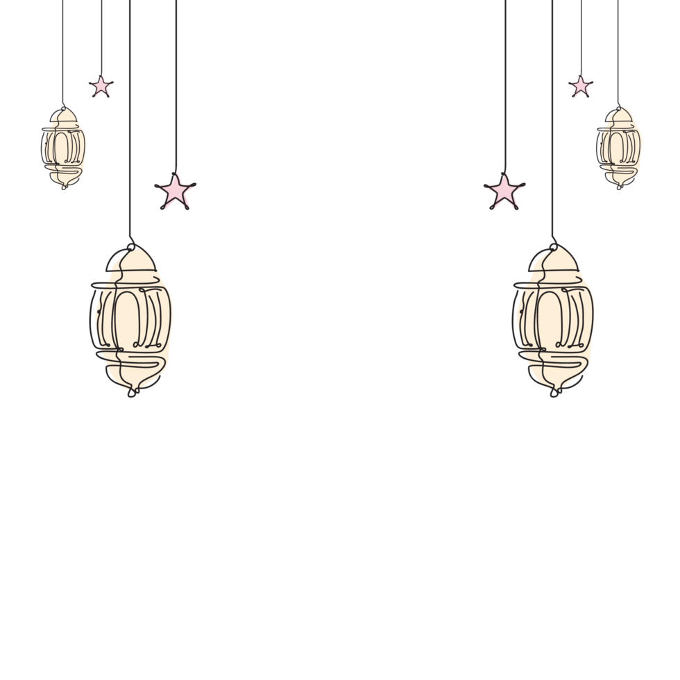 Islamic Lantern with Line Drawing Style png