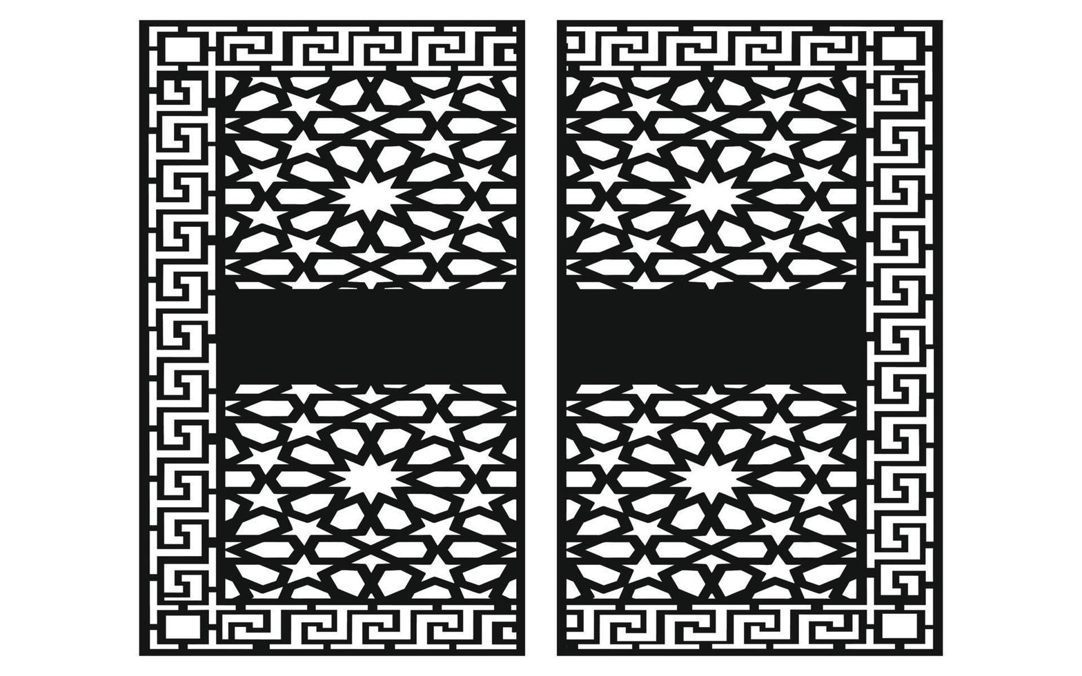 Black patterns with white background, Islamic vectors with floral panels for CNC laser cutting