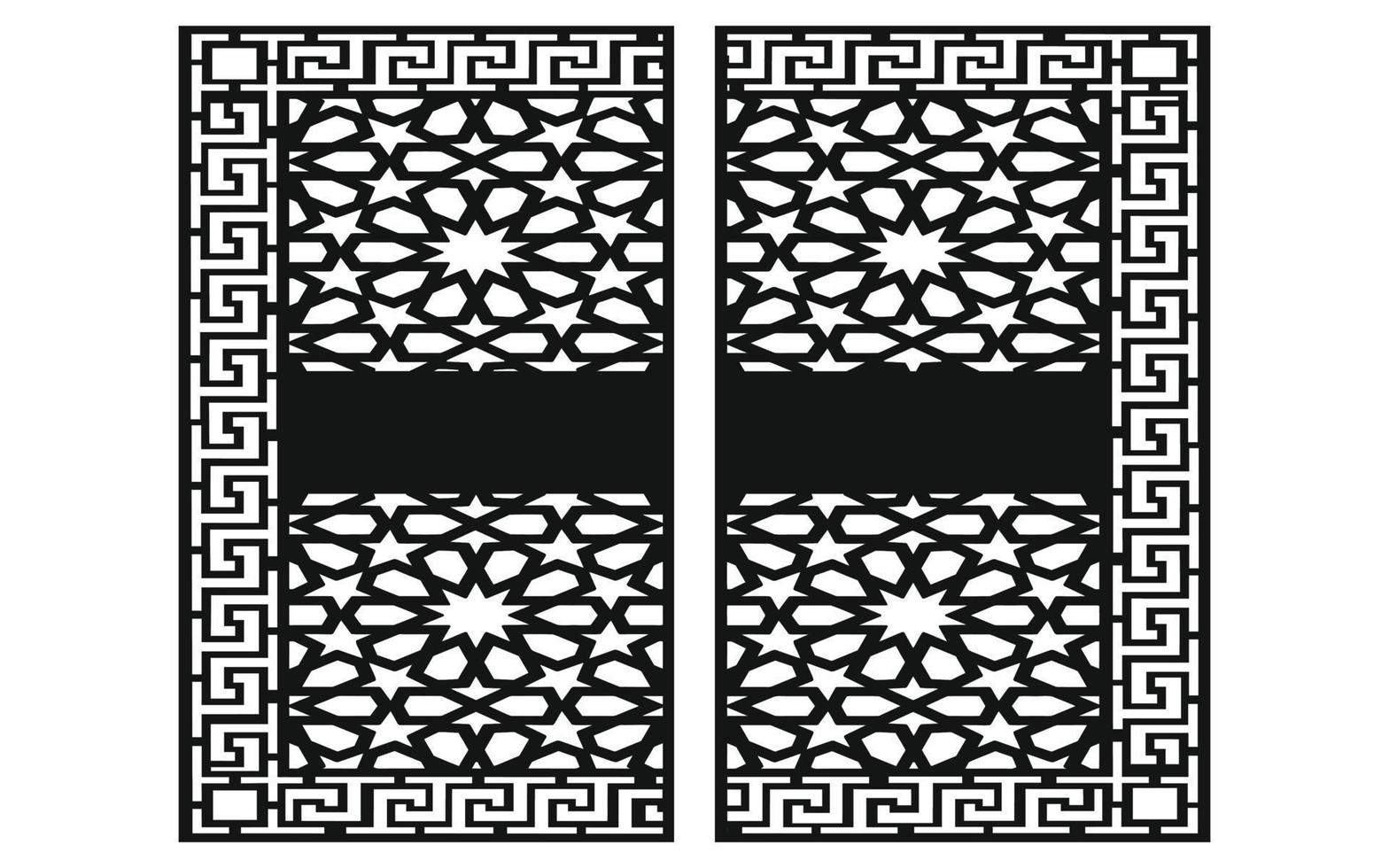 Black patterns with white background, Islamic vectors with floral panels for CNC laser cutting