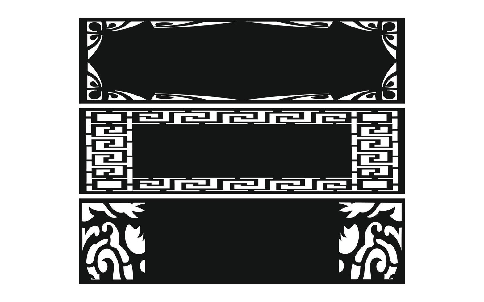 Black patterns with white background, Islamic vectors with floral panels for CNC laser cutting