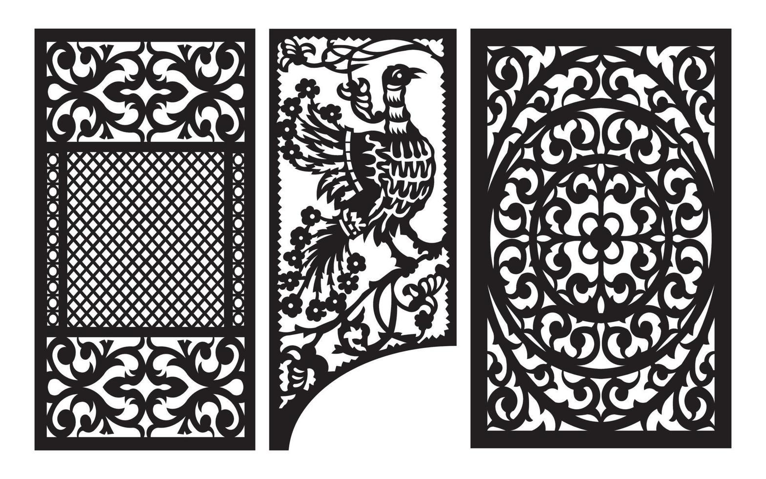 Decorative floral patterns, geometric template for cnc laser cutting vector