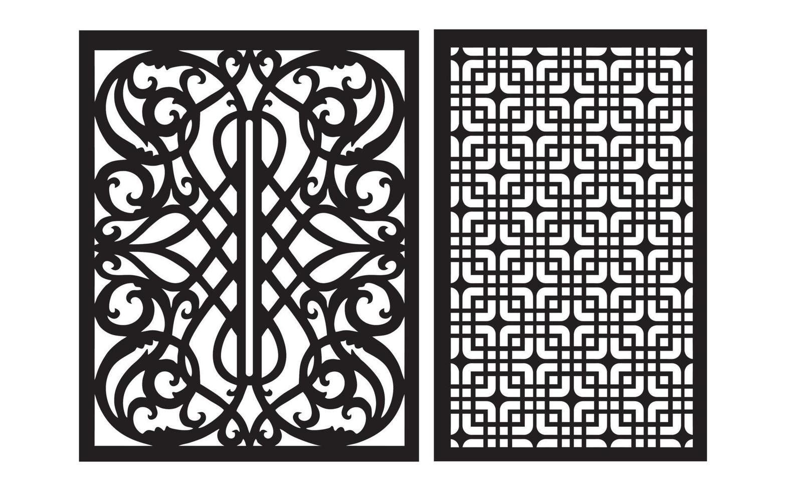 Decorative floral patterns, geometric template for cnc laser cutting vector