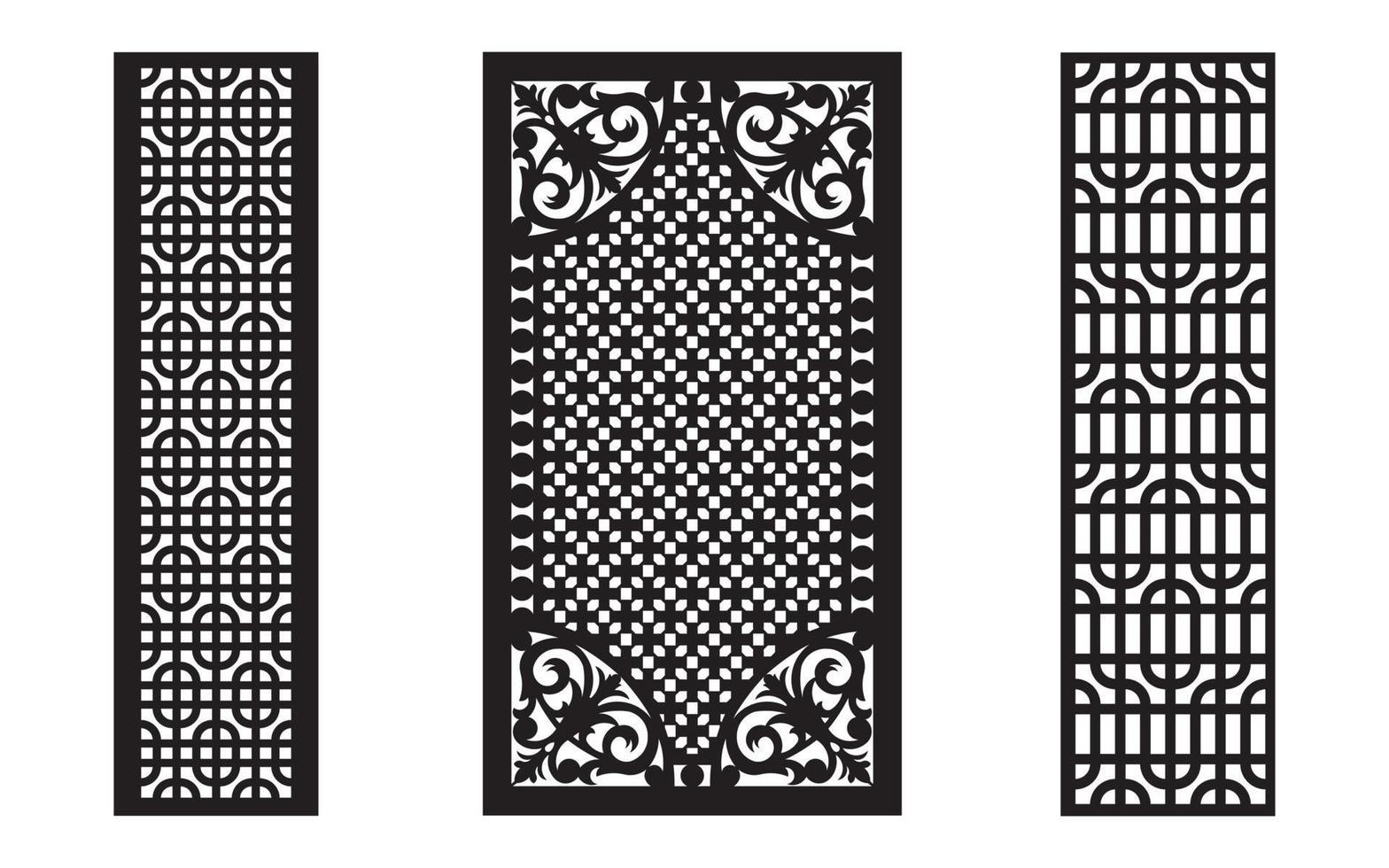 Decorative floral patterns, geometric template for cnc laser cutting vector