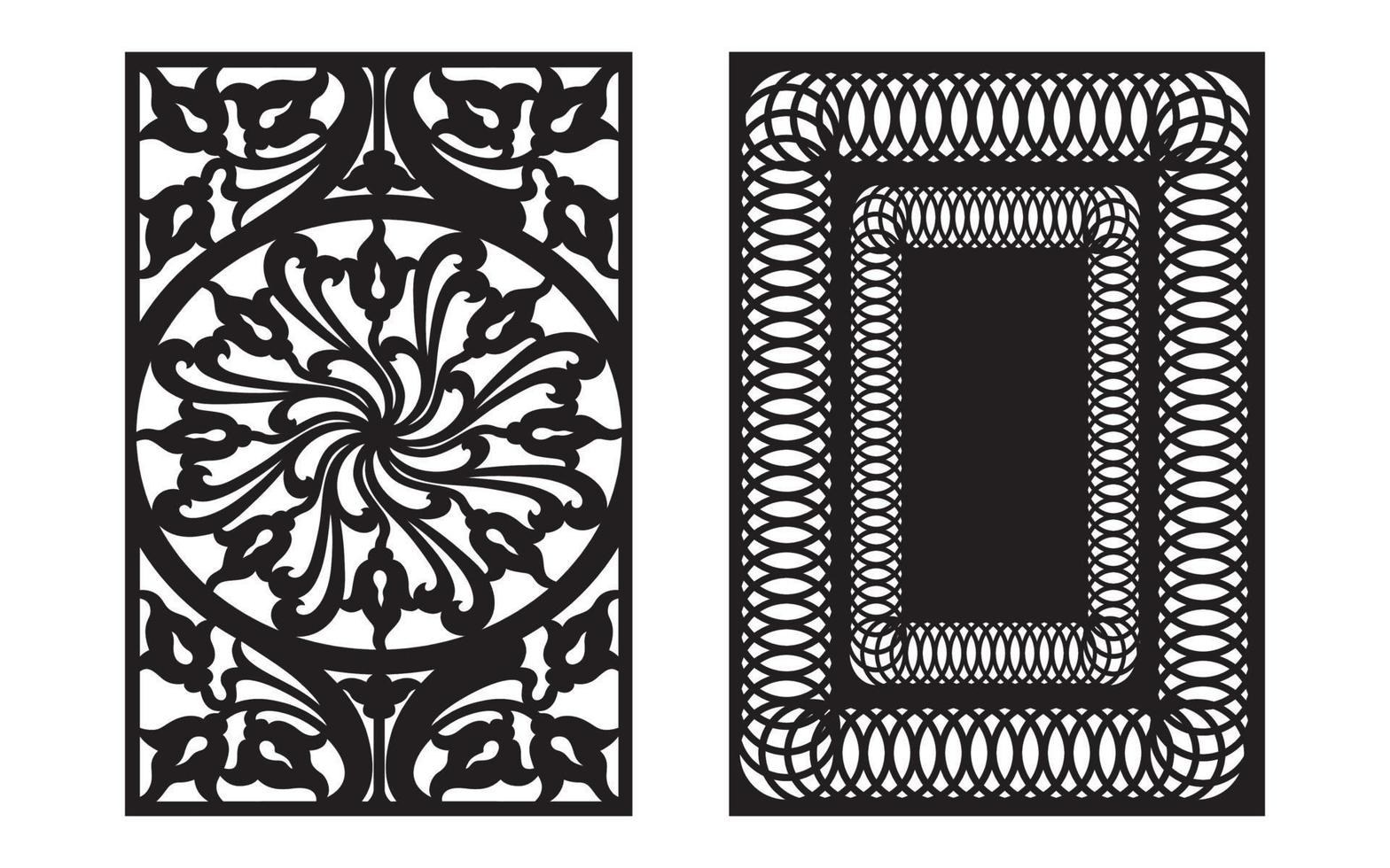 Decorative floral patterns, geometric template for cnc laser cutting vector