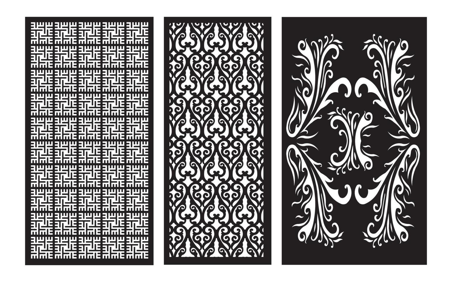 Decorative floral patterns, geometric template for cnc laser cutting vector