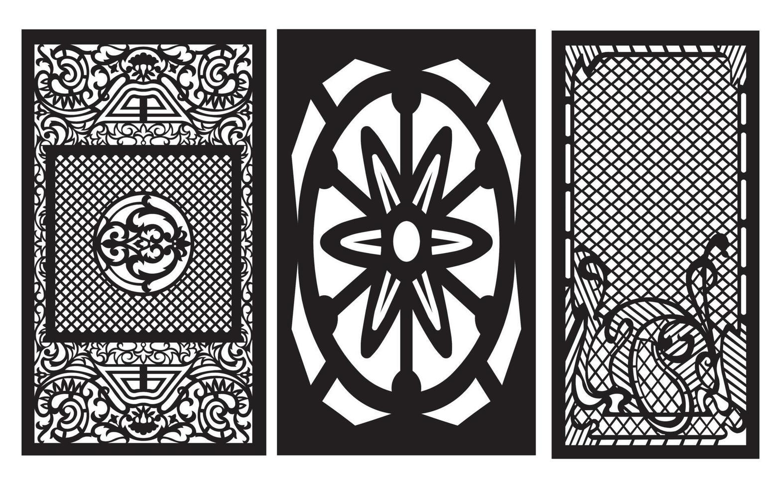 Decorative floral patterns, geometric template for cnc laser cutting vector