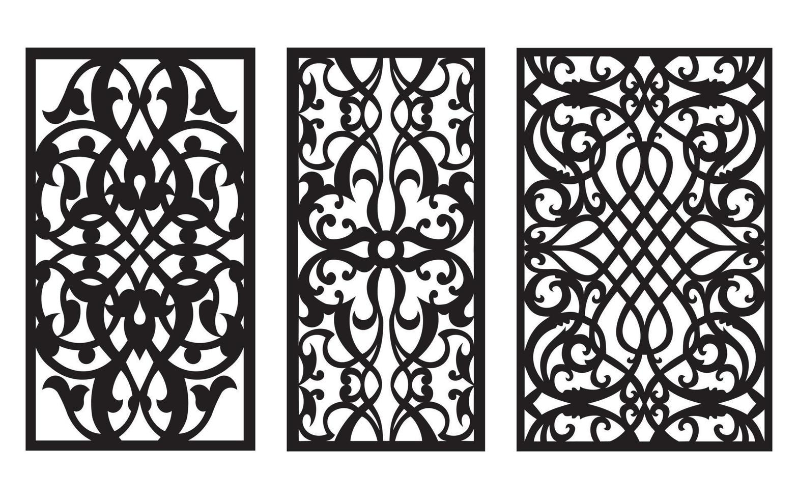 Decorative floral patterns, geometric template for cnc laser cutting vector