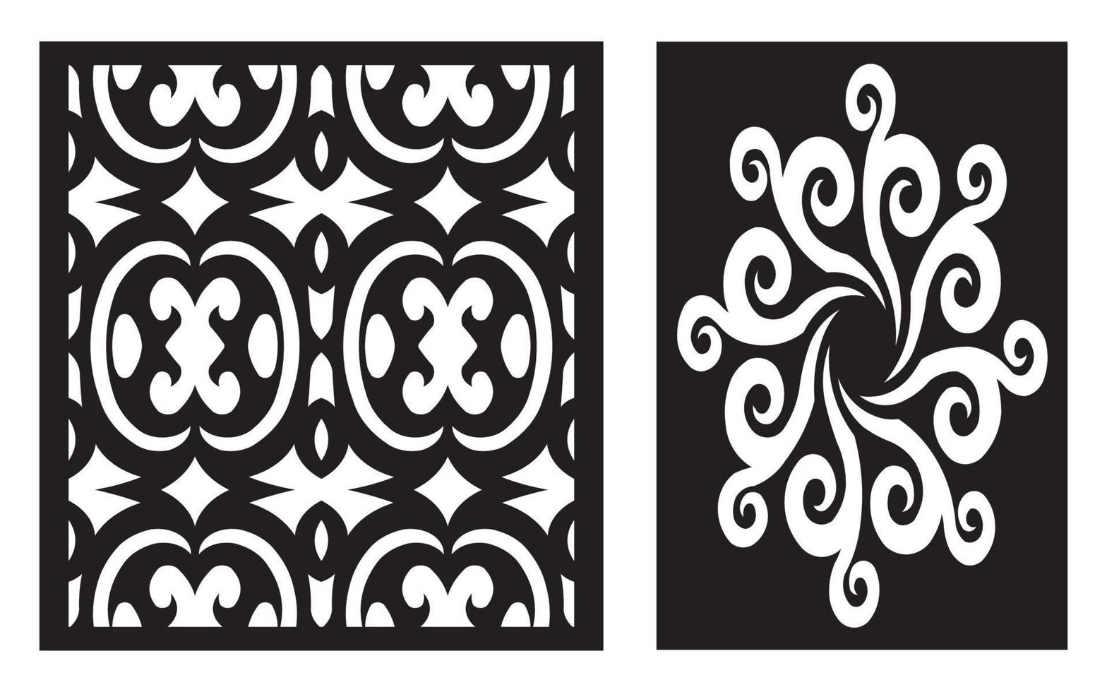 Decorative floral patterns, geometric template for cnc laser cutting vector