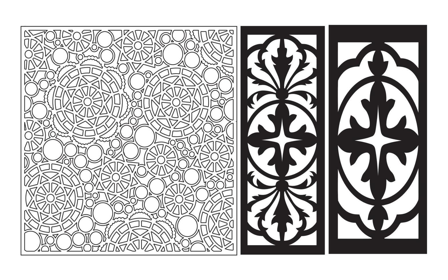 Decorative floral patterns, geometric template for cnc laser cutting vector