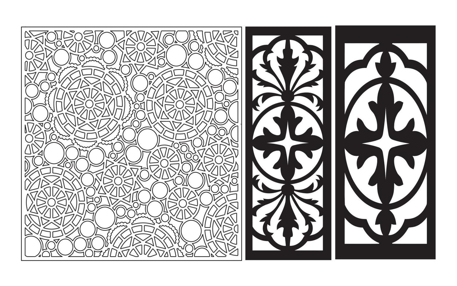 patrones florales decorativos, plantilla geométrica para corte por láser cnc vector