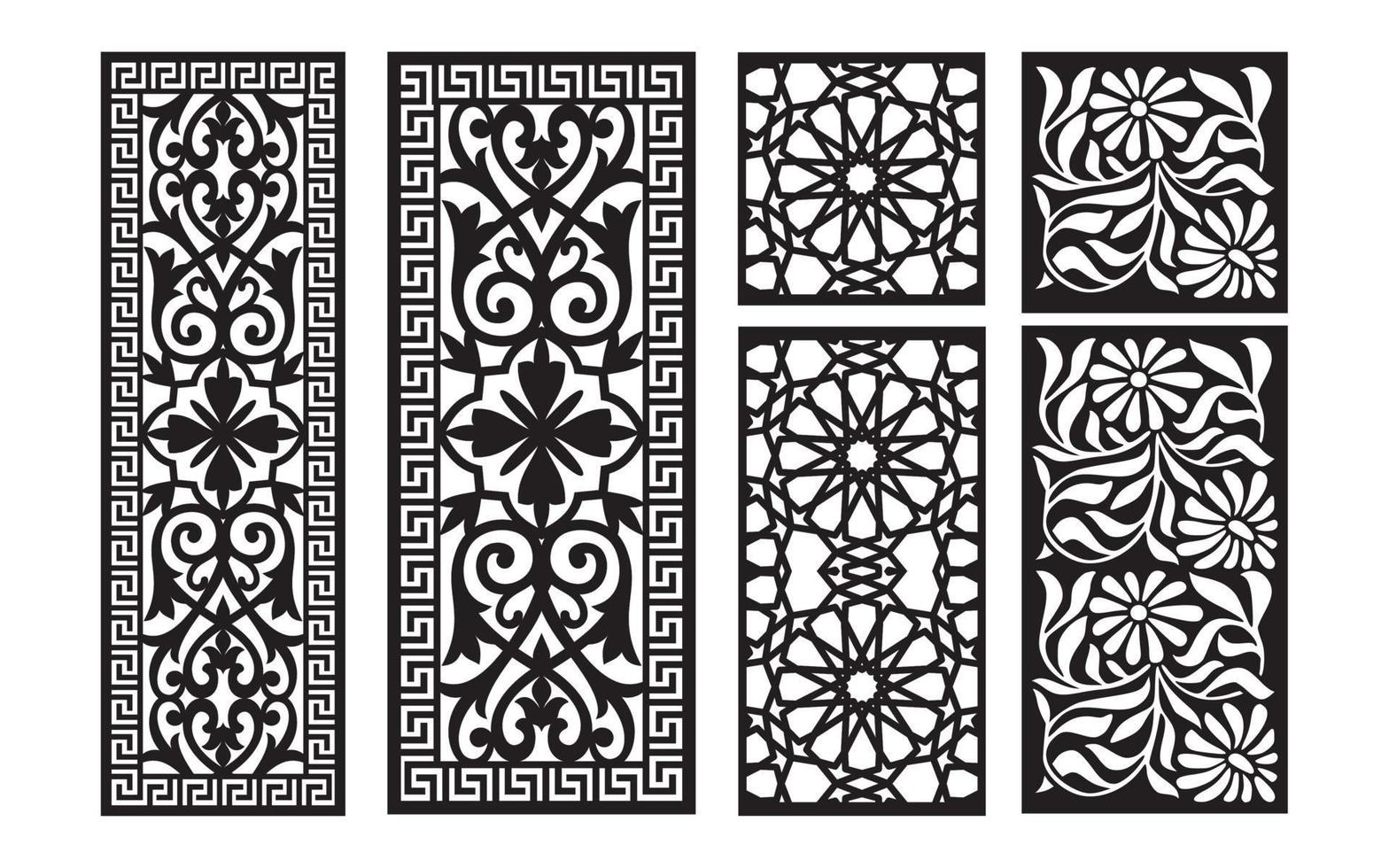 Decorative floral patterns, geometric template for cnc laser cutting vector