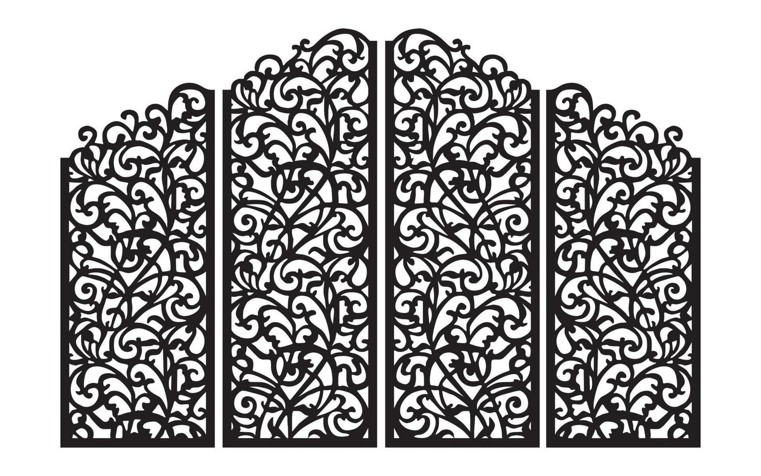 Decorative floral patterns, geometric template for cnc laser cutting vector