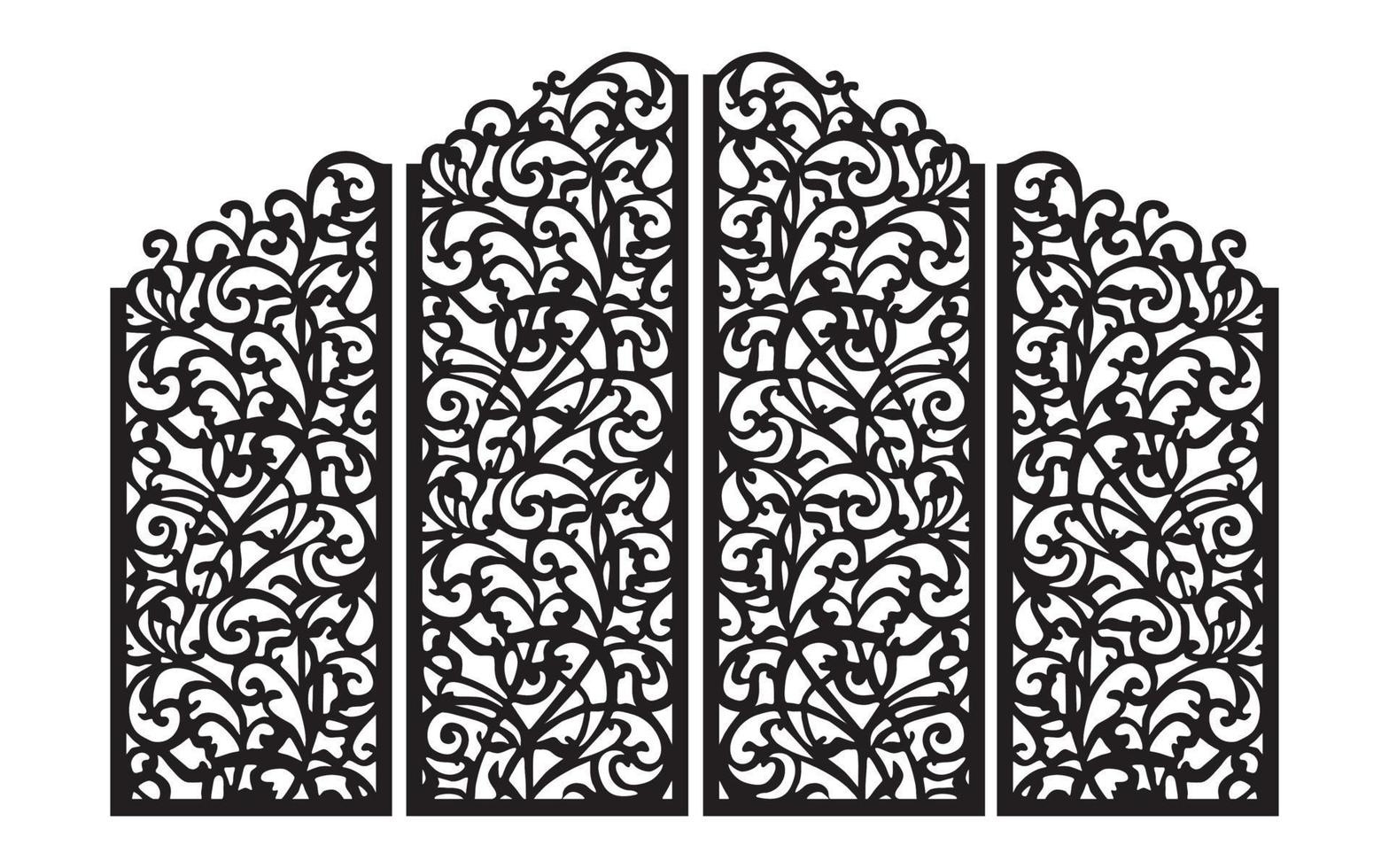 Decorative floral patterns, geometric template for cnc laser cutting vector