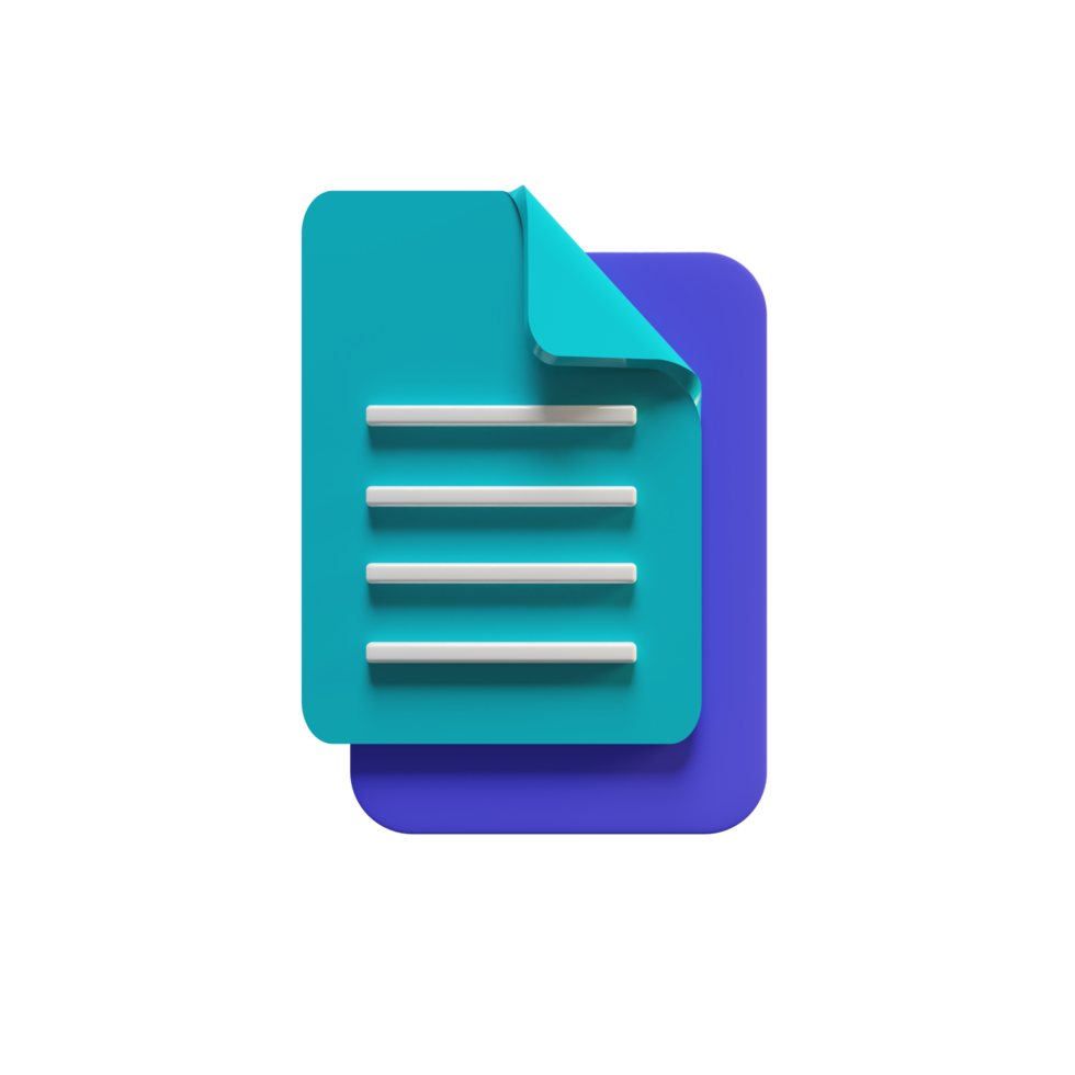 document icoon met 3d renderen stijl png