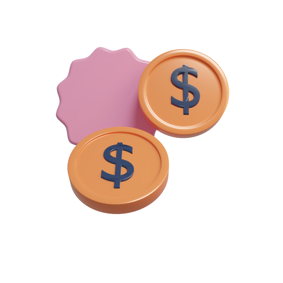 uma moedas com 3d ícone e render estilo png