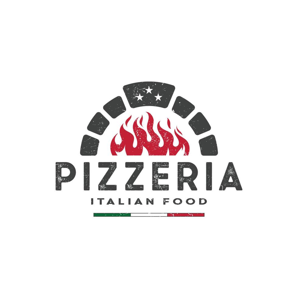 Hot brick logo that can be used for pizza company inspiration. With vintage food utensil sign.Logos for restaurants , cafes , clubs and badges. vector