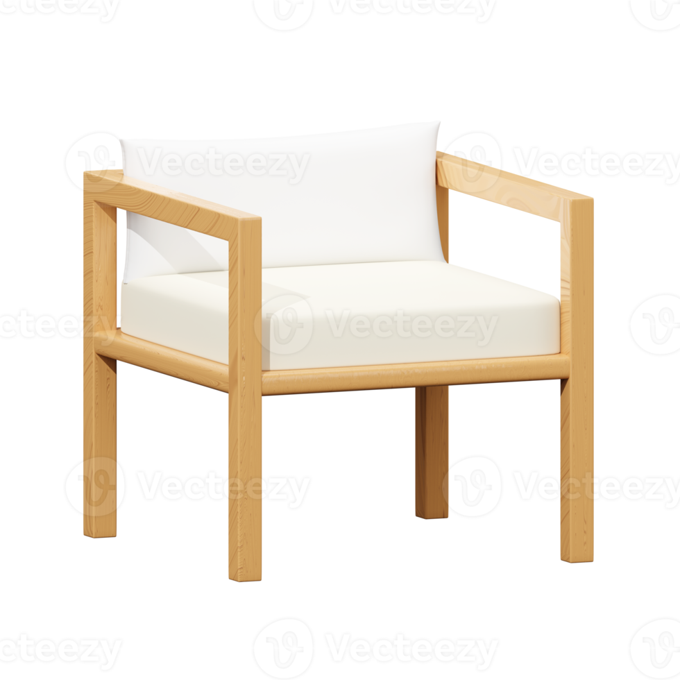 3D wooden arm chair png