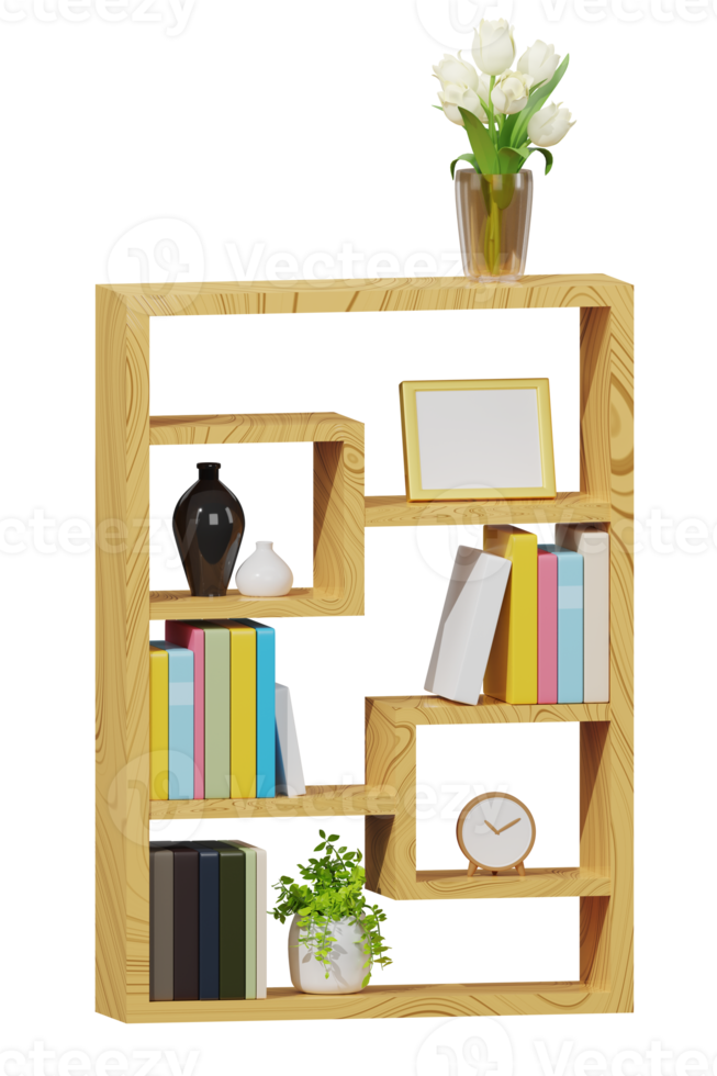 3d de madera estante para libros png