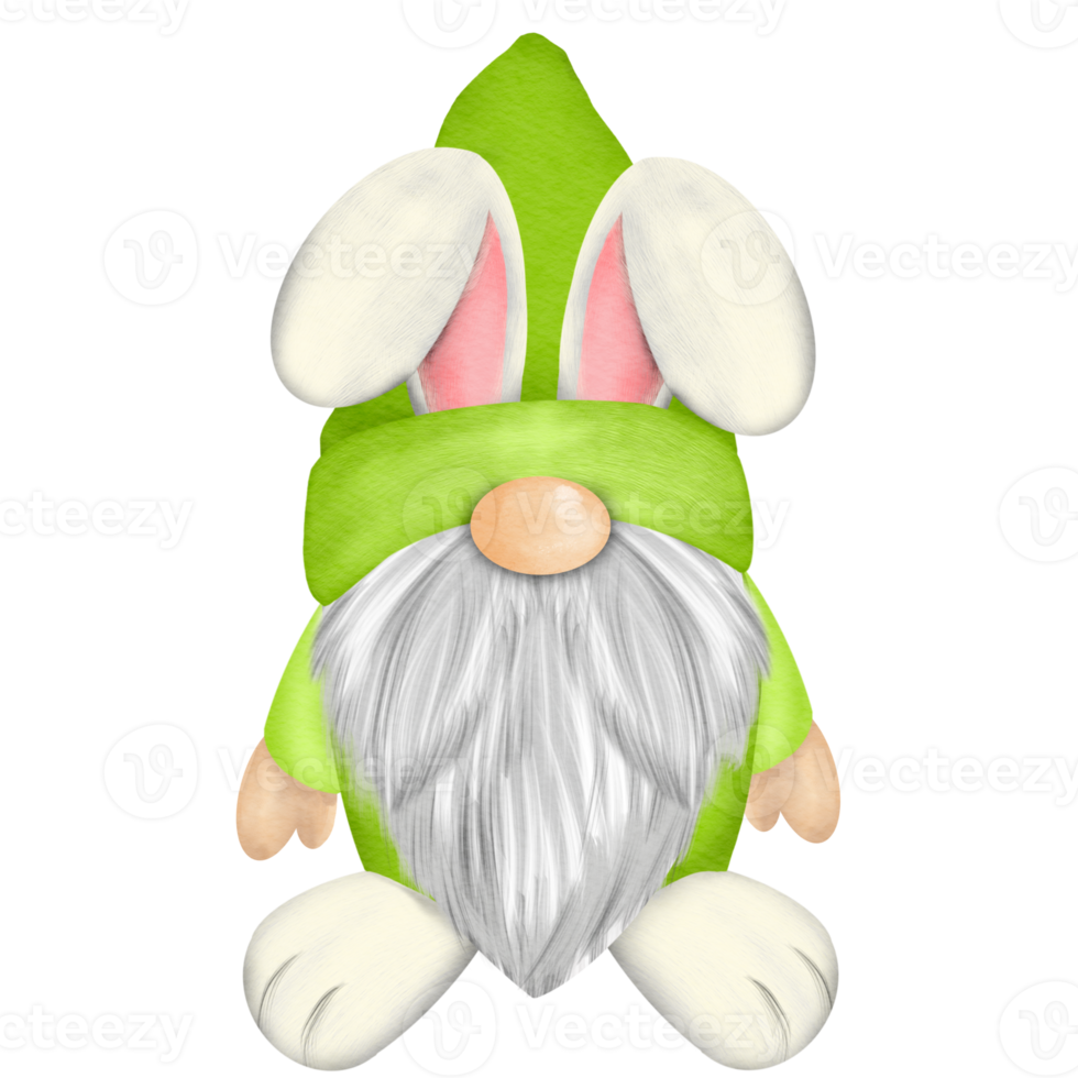 Gnome Watercolor Easter Clipart, Spring png, Gnome Rabbit png