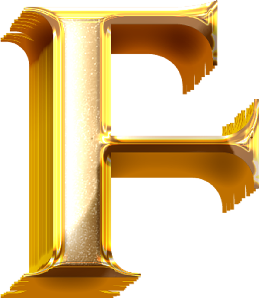 3D Gold Effect Letter F png