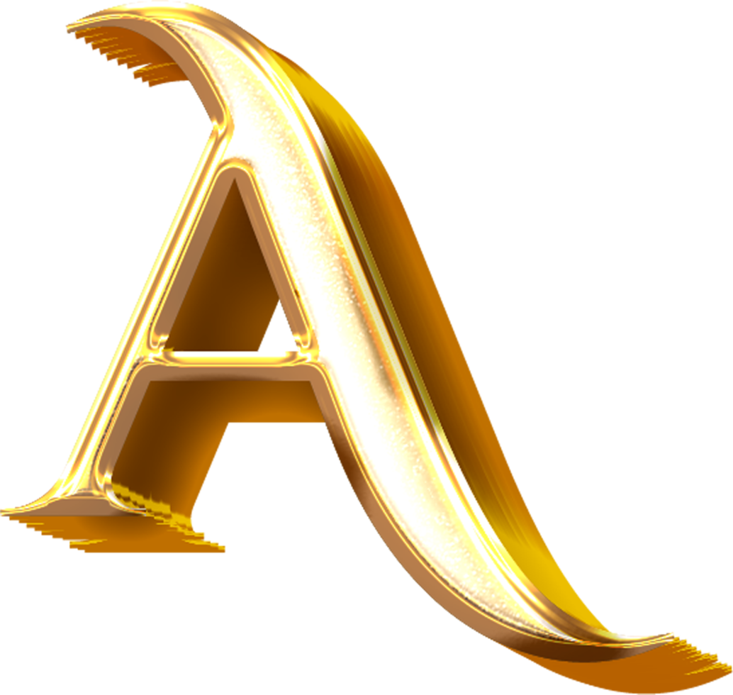 3d oro efecto letra un png