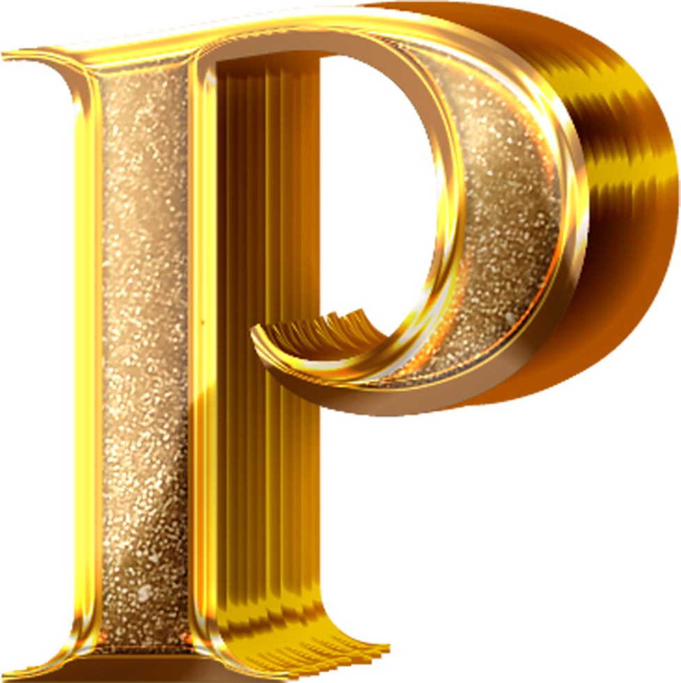 3D Gold Effect Letter P png