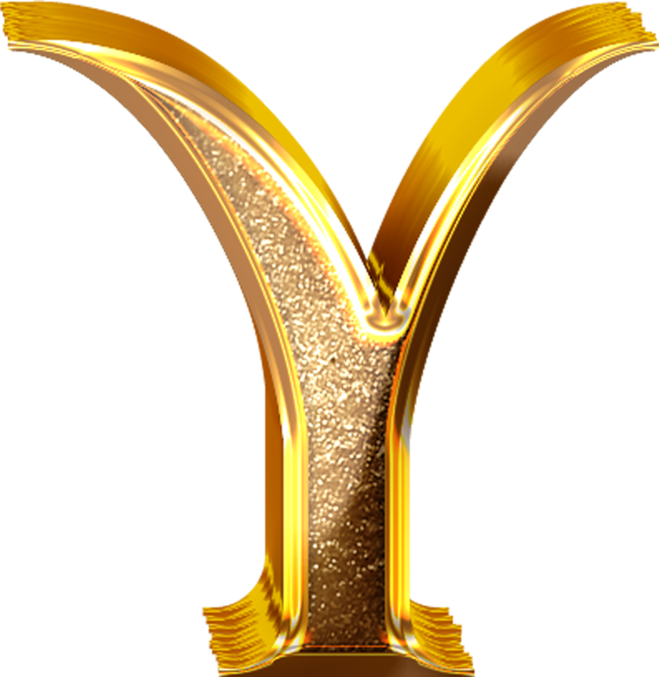 3D Gold Effect Letter Y png