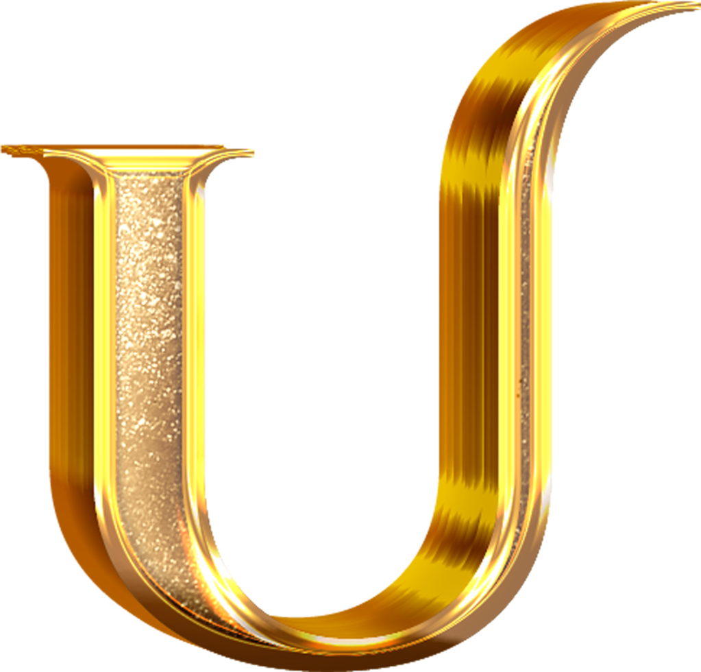 3D Gold Effect Letter U png