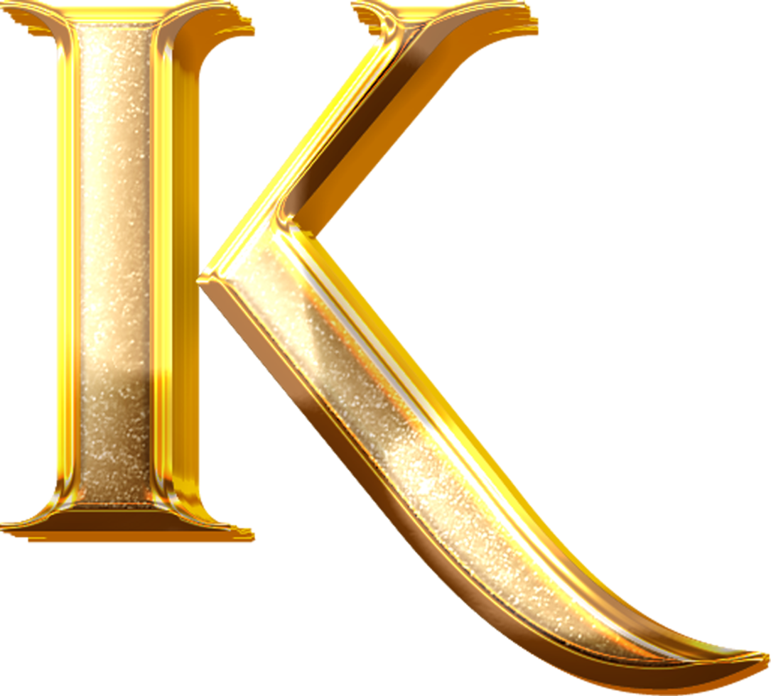 3d oro efecto letra k png