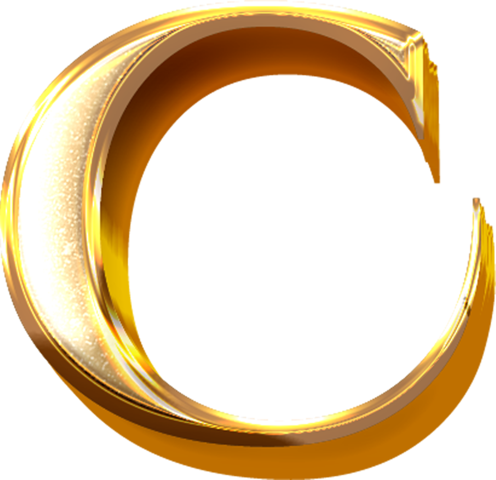 3D Gold Effect Letter C png